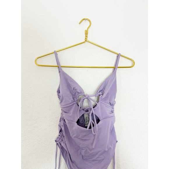 Bond-eye New Wave Tied Together One Piece Size XS Lavender Cut Out Swimsuit - Picture 4 of 14